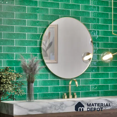 TL 03802 D Green 300x75 mm Glossy Finish Ceramic Wall  Subway Tile - 10 mm