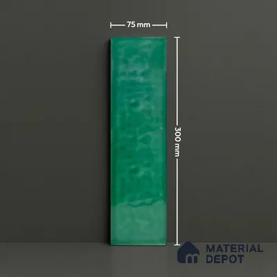 TL 03802 D Green 300x75 mm Glossy Finish Ceramic Wall  Subway Tile - 10 mm