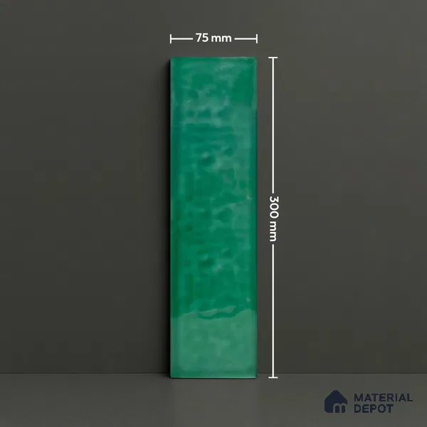 TL 03802 D Green 300x75 mm Glossy Finish Ceramic Wall  Subway Tile - 10 mm