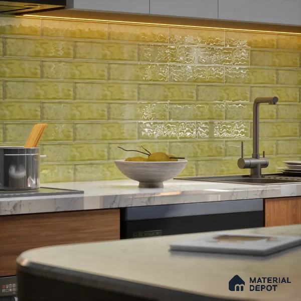 TL 03802 E Olive 300x75 mm Glossy Finish Ceramic Wall Subway Tile - 10 mm