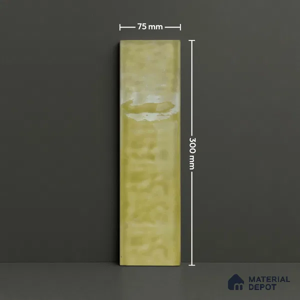 TL 03802 E Olive 300x75 mm Glossy Finish Ceramic Wall Subway Tile - 10 mm