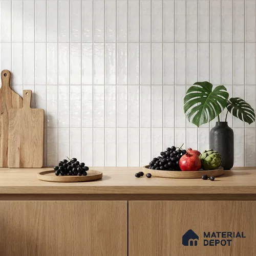 TL 03802 G White 300x75 mm Glossy Finish Ceramic Wall  Subway Tile - 10 mm