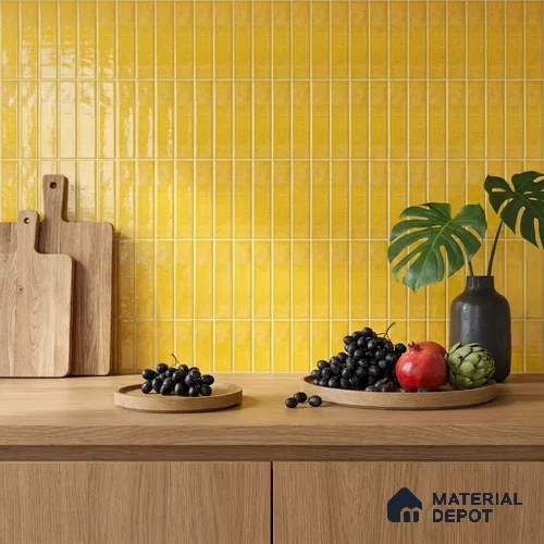 TL 03802 H Yellow 300x75 mm Glossy Finish Ceramic Wall  Subway Tile - 10 mm