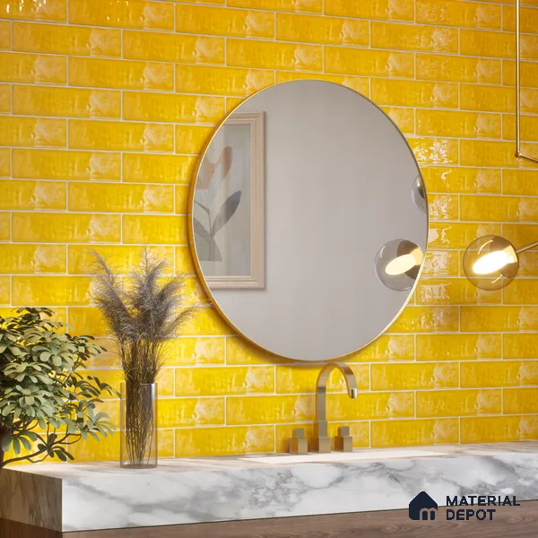 TL 03802 H Yellow 300x75 mm Glossy Finish Ceramic Wall  Subway Tile - 10 mm