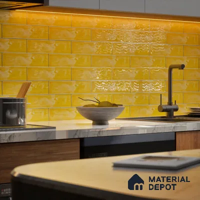 TL 03802 H Yellow 300x75 mm Glossy Finish Ceramic Wall  Subway Tile - 10 mm