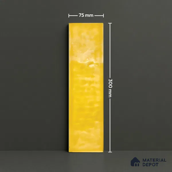 TL 03802 H Yellow 300x75 mm Glossy Finish Ceramic Wall  Subway Tile - 10 mm
