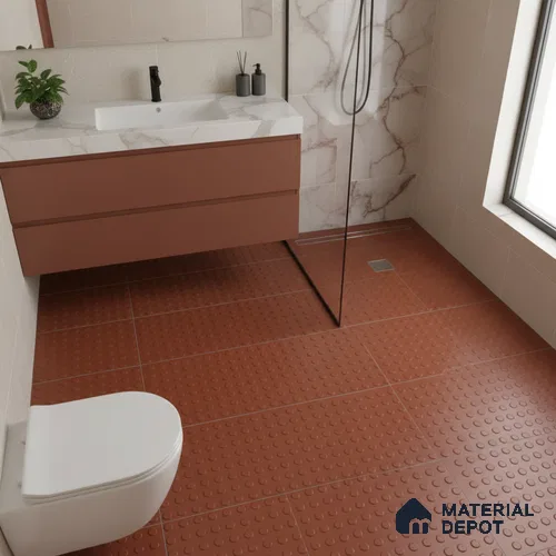 TL 04187 Dots Terracotta Color 1 ft x 1 ft Punch Anti Skid Matte Finish Ceramic Floor Tile - 8 mm