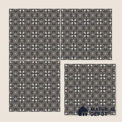 Moroccan Floor & Wall Tile TL 04203 Pedi Black 1 ft x 1 ft Sugar Matte Finish Vitrified Tile - 9 mm | Suitable For Bathroom, Kitchen, Balcony | Please Expect a Slight Variation of Pattern