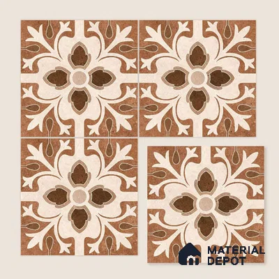 Moroccan Floor & Wall Tile TL 04204 Teagan Brown 1 ft x 1 ft Sugar Matte Finish Vitrified Tile - 9 mm | Suitable For Bathroom, Kitchen, Balcony | Please Expect a Slight Variation of Pattern