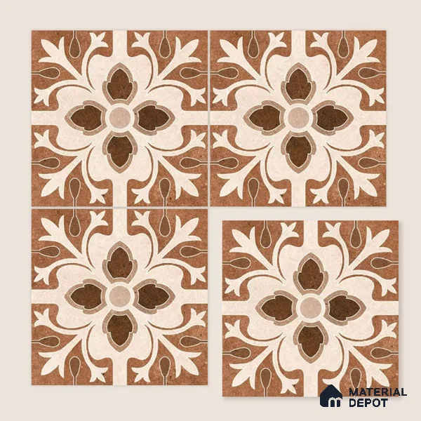 Moroccan Floor & Wall Tile TL 04204 Teagan Brown 1 ft x 1 ft Sugar Matte Finish Vitrified Tile - 9 mm | Suitable For Bathroom, Kitchen, Balcony | Please Expect a Slight Variation of Pattern