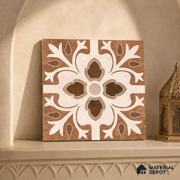 Moroccan Floor & Wall Tile TL 04204 Teagan Brown 1 ft x 1 ft Sugar Matte Finish Vitrified Tile - 9 mm | Suitable For Bathroom, Kitchen, Balcony | Please Expect a Slight Variation of Pattern