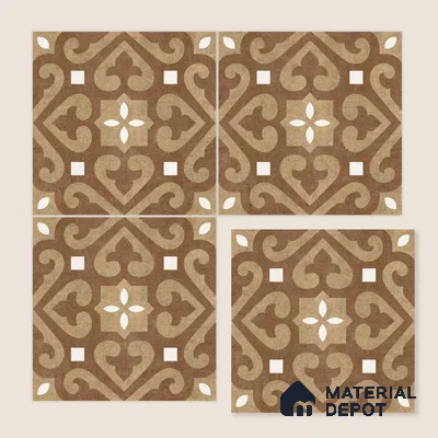 Moroccan Floor & Wall Tile TL 04205 Marikit Brown 1 ft x 1 ft Sugar Matte Finish Vitrified Tile - 9 mm | Suitable For Bathroom, Kitchen, Balcony | Please Expect a Slight Variation of Pattern