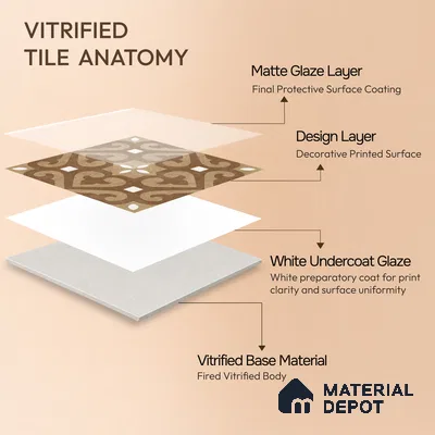 Moroccan Floor & Wall Tile TL 04205 Marikit Brown 1 ft x 1 ft Sugar Matte Finish Vitrified Tile - 9 mm | Suitable For Bathroom, Kitchen, Balcony | Please Expect a Slight Variation of Pattern