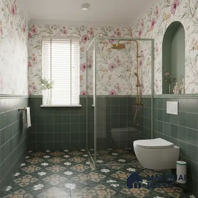 Moroccan Wall & Floor Tile TL 04206 Cielo Green 1 ft x 1 ft Sugar Matte Finish Vitrified Tile - 9 mm | Suitable for Bathroom, Kitchen,  Balcony | Please Expect a Slight Variation of Pattern