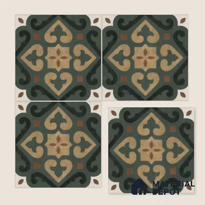 Moroccan Wall & Floor Tile TL 04206 Cielo Green 1 ft x 1 ft Sugar Matte Finish Vitrified Tile - 9 mm | Suitable for Bathroom, Kitchen, Balcony | Please Expect a Slight Variation of Pattern