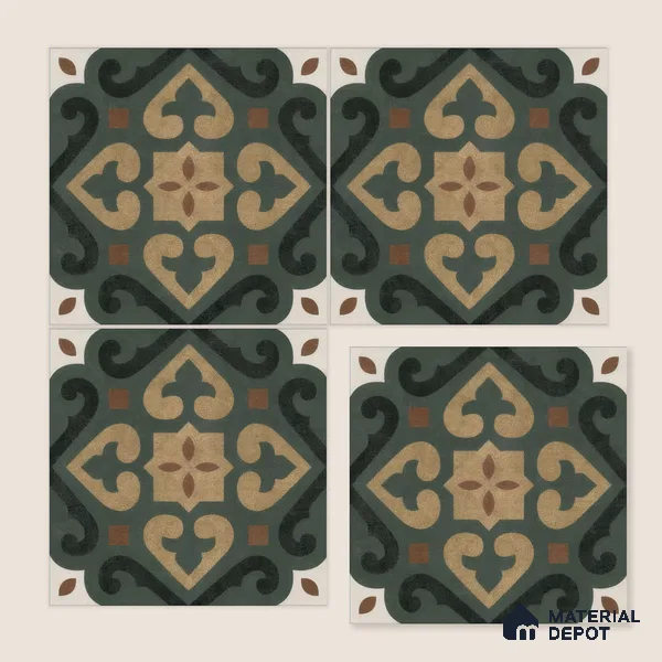 Moroccan Wall & Floor Tile TL 04206 Cielo Green 1 ft x 1 ft Sugar Matte Finish Vitrified Tile - 9 mm | Suitable for Bathroom, Kitchen, Balcony | Please Expect a Slight Variation of Pattern