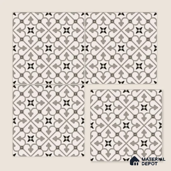 Moroccan Floor & Wall Tile TL 04207 Polares Blanco 1 ft x 1 ft Sugar Matte Finish Vitrified Tile - 9 mm | Suitable For Bathroom, Kitchen, Balcony | Please Expect a Slight Variation of Pattern