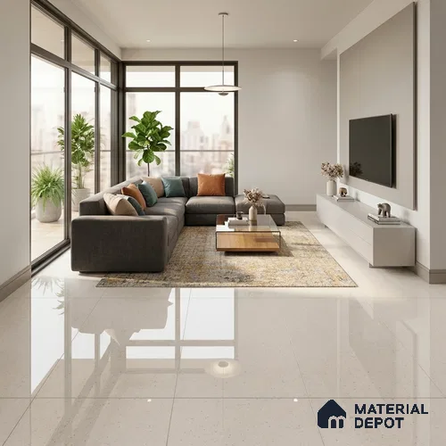 Terrazzo Wall & Floor Tile TL 04237 B Star White Glossy Finish 1200x600 mm Full Body Vitrified Tile - 9 mm