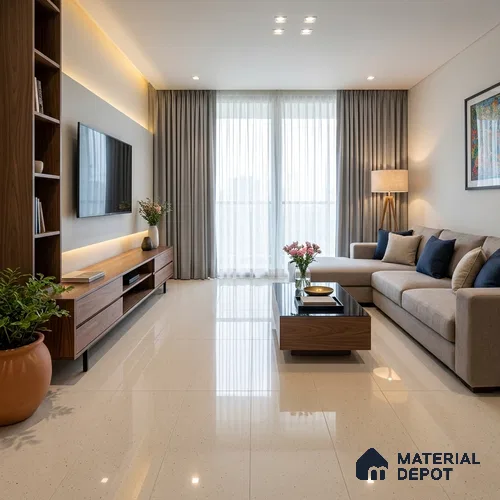 Terrazzo Wall & Floor Tile TL 04238 B Pearl Glossy Finish 1200x600 mm Full Body Vitrified Tile - 9 mm