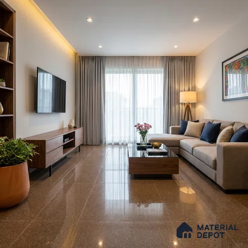 Terrazzo Wall & Floor Tile TL 04245 B Walnut Glossy Finish 1200x600 mm Full Body Vitrified Tile - 9 mm