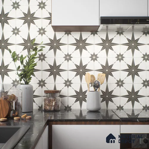 Moroccan Floor & Wall Athangudi Tile TL 04353 Choco Brown 1 ft x 1 ft Matte Finish Ceramic Tile - 9 mm | Suitable For Kitchen, Bathroom, Dining Area | Please Expect a Slight Variation of Pattern
