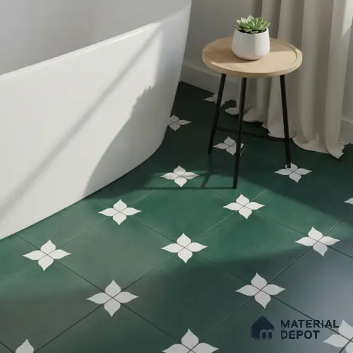 TL 04354 Athangudi Green Moroccan Look Matte Finish 300 x 300 mm Ceramic Tile - 9 mm | Please Expect a Slight Variation of Pattern