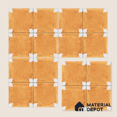 Moroccan Floor & Wall Tile TL 04354 B Athangudi Yellow Matte Finish 1 ft x 1 ft Ceramic Tile - 9 mm | Suitable For Kitchen, Bathroom, Dining Area | Please Expect a Slight Variation of Pattern