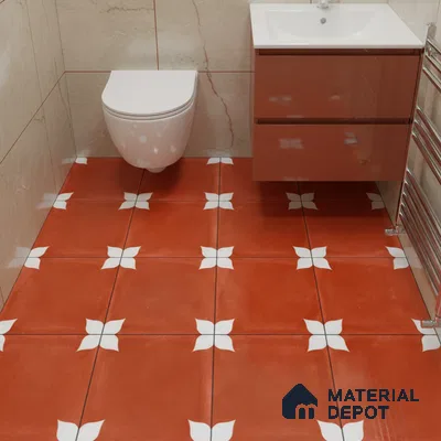 Moroccan Floor & Wall Tile TL 04354 D Athangudi Earth Brown 1 ft x 1 ft Matte Finish Ceramic Tile - 9 mm | Suitable For Kitchen, Bathroom, Dining Area | Please Expect a Slight Variation of Pattern