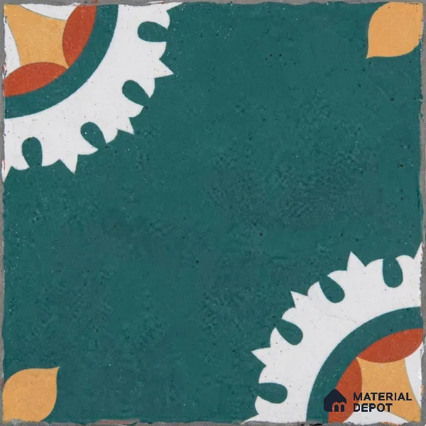 Moroccan Wall & Floor Athangudi Tile TL 04356 Kerala Green Matte Finish 1 ft x 1 ft Ceramic Tile - 9 mm | Suitable For Kitchen, Bathroom, Dining Area | Please Expect a Slight Variation of Pattern