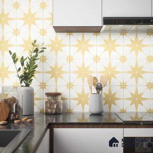 Moroccan Floor & Wall Athangudi Tile TL 04357 Choco Orange 1 ft x 1 ft Matte Finish Ceramic Tile - 9 mm | Suitable For Kitchen, Bathroom, Dining Area | Please Expect a Slight Variation of Pattern