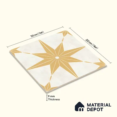Moroccan Floor & Wall Athangudi Tile TL 04357 Choco Orange 1 ft x 1 ft Matte Finish Ceramic Tile - 9 mm | Suitable For Kitchen, Bathroom, Dining Area | Please Expect a Slight Variation of Pattern