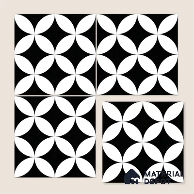 Moroccan Floor & Wall Tile TL 04358 Monochrome Star 1 ft x 1 ft Matte Finish Ceramic Tile - 9 mm | Suitable For Kitchen, Bathroom, Balcony | Please Expect a Slight Variation of Pattern