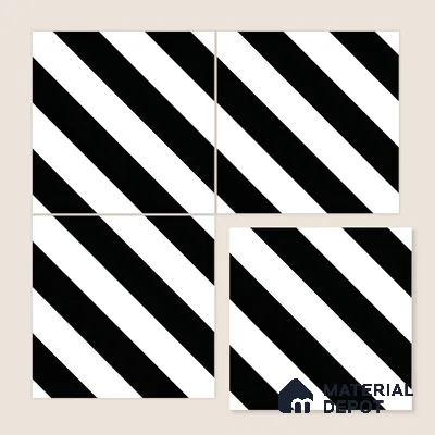 Moroccan Floor & Wall Tile TL 04359 Monochrome Strip 1 ft x 1 ft Matte Finish Ceramic Tile - 9 mm | Suitable For Kitchen, Bathroom, Entryway | Please Expect a Slight Variation of Pattern