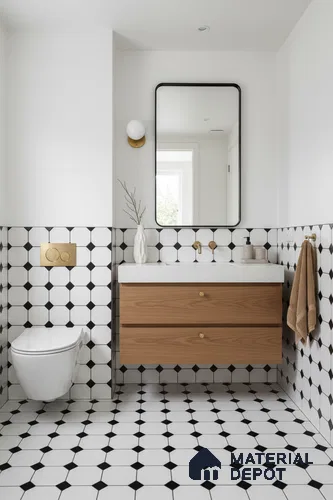 Moroccan Floor & Wall Tile TL 04363 Fillet Monochrome Hexagonal 1 ft x 1 ft Matte Finish Ceramic Tile - 9 mm | Suitable For Kitchen, Bathroom, Entryway | Please Expect a Slight Variation of Pattern
