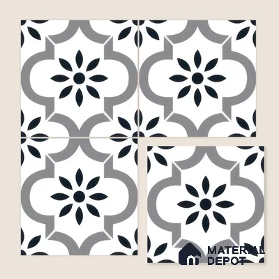 Moroccan Floor & Wall Tile TL 04368 Teeki Rangoli 1 ft x 1 ft Matte Finish Ceramic Tile - 9 mm | Suitable For Kitchen, Bathroom, Entryway | Please Expect a Slight Variation of Pattern