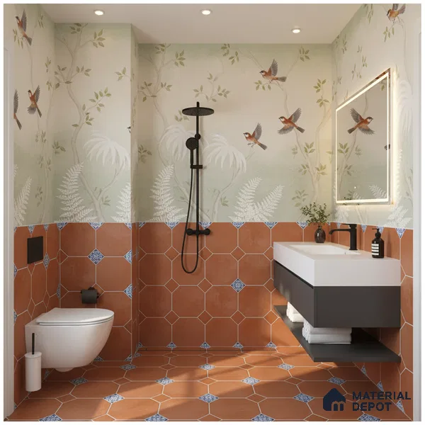 TL 04369 Mud Brown Moroccan Look Matte Finish 300 x 300 mm Ceramic Vitrified Tile - 9 mm | Please Expect a Slight Variation of Pattern