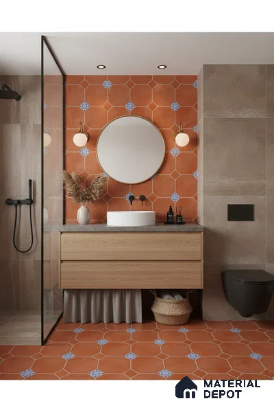 TL 04369 Mud Brown Moroccan Look Matte Finish 300 x 300 mm Ceramic Vitrified Tile - 9 mm | Please Expect a Slight Variation of Pattern