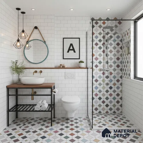 Moroccan Floor & Wall Tile TL 04370 Vibrant Dusk 1 ft x 1 ft Matte Finish Ceramic Tile - 9 mm | Suitable For Kitchen, Bathroom, Balcony | Please Expect a Slight Variation of Pattern