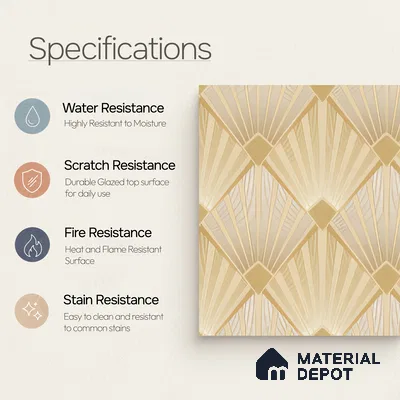 Moroccan Floor & Wall Tile TL 04372 Rice Husk 1 ft x 1 ft Matte Finish Ceramic Tile - 9 mm | Suitable For Kitchen, Bathroom, Dining Area | Please Expect a Slight Variation of Pattern