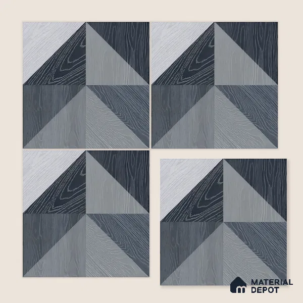 Moroccan Floor & Wall Tile TL 04376 B Sliced Blue Wood 1 ft x 1 ft Matte Finish Ceramic Tile - 9 mm | Random Design | Suitable For Kitchen, Bathroom, Balcony | Please Expect a Slight Variation of Pattern