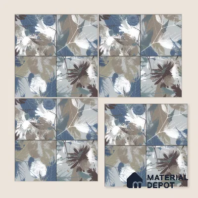 Moroccan Floor & Wall Tile TL 04379 B Blue Random Forest 1 ft x 1 ft Matte Finish Ceramic Tile - 9 mm | Suitable For Kitchen, Bathroom, Balcony | Please Expect a Slight Variation of Pattern