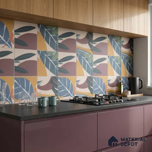 Moroccan Floor & Wall Tile TL 04379 Random Forest 1 ft x 1 ft Matte Finish Ceramic Tile - 9 mm | Suitable For Kitchen, Bathroom, Accent/Feature Wall | Please Expect a Slight Variation of Pattern