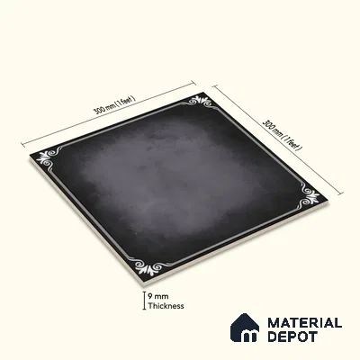 Kitchen Floor & Wall Tile TL 04380 C Simplic Black 1 ft x 1 ft Matte Finish Ceramic Tile - 9 mm | Suitable For Kitchen, Dining Area | Please Expect a Slight Variation of Pattern