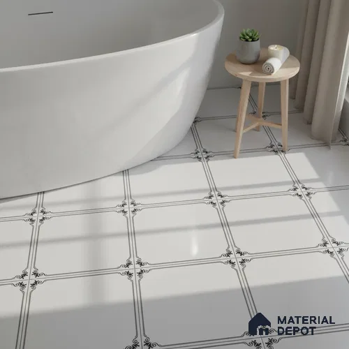 Kitchen Wall & Floor Tile TL 04380 Simplic White 1 ft x 1 ft Matte Finish Ceramic Tile - 9 mm | Suitable For Kitchen, Dining Area | Please Expect a Slight Variation of Pattern