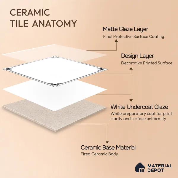 Kitchen Wall & Floor Tile TL 04380 Simplic White 1 ft x 1 ft Matte Finish Ceramic Tile - 9 mm | Suitable For Kitchen, Dining Area | Please Expect a Slight Variation of Pattern