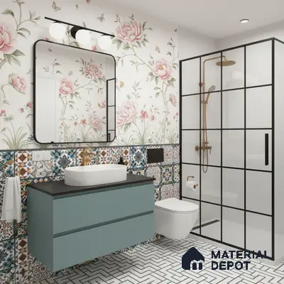 Moroccan Floor & Wall Tile TL 04381 Mor Dark Blue 1 ft x 1 ft Matte Finish Ceramic Tile - 9 mm | Suitable For Kitchen, Bathroom, Dining Area | Please Expect a Slight Variation of Pattern