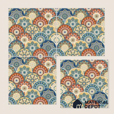 Moroccan Floor & Wall Tile TL 04384 Jaipuri Orange 1 ft x 1 ft Matte Finish Ceramic Tile - 9 mm | Suitable For Kitchen, Bathroom, Accent/Feature Wall | Please Expect a Slight Variation of Pattern