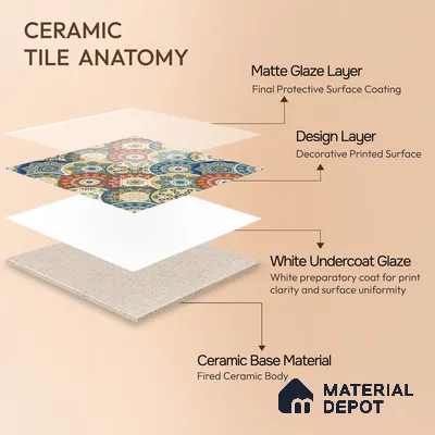 Moroccan Floor & Wall Tile TL 04384 Jaipuri Orange 1 ft x 1 ft Matte Finish Ceramic Tile - 9 mm | Suitable For Kitchen, Bathroom, Accent/Feature Wall | Please Expect a Slight Variation of Pattern