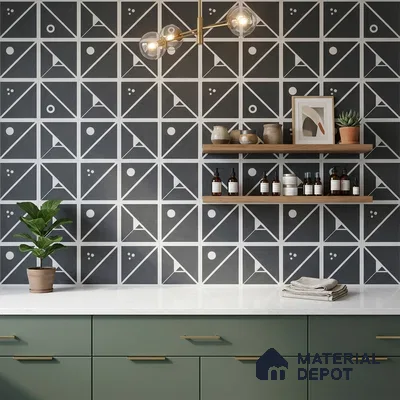 Moroccan Floor & Wall Tile TL 04385 Abacus Black 1 ft x 1 ft Matte Finish Ceramic Tile - 9 mm | Suitable For Kitchen, Bathroom, Dining Area | Please Expect a Slight Variation of Pattern