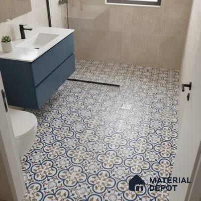 Moroccan Floor & Wall Tile TL 04388 Reverse Floral 1 ft x 1 ft Matte Finish Ceramic Tile - 9 mm | Suitable For Kitchen, Bathroom, Dining Area | Please Expect a Slight Variation of Pattern